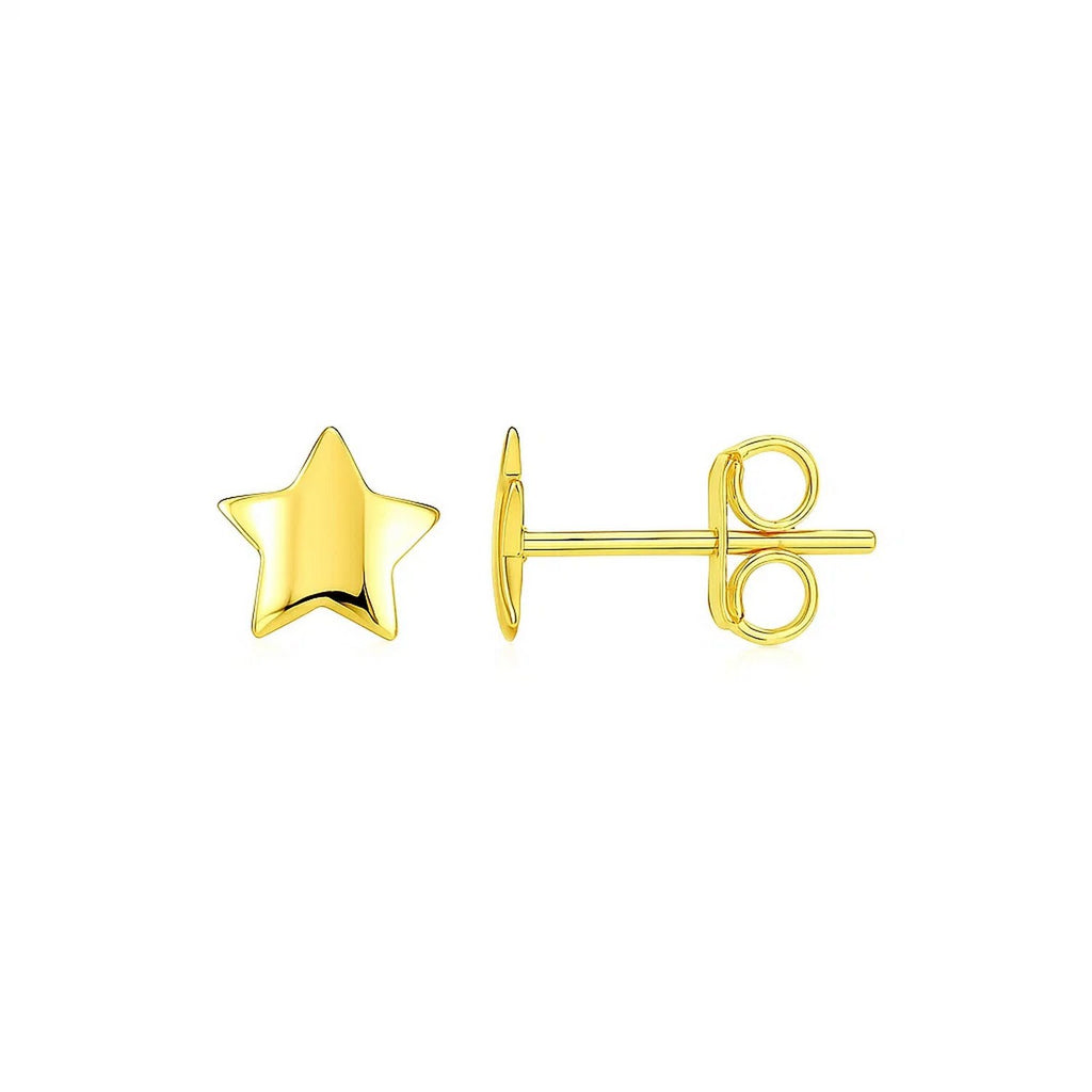 Pendientes de poste de oro amarillo de 14k con estrellas (6.5mm)