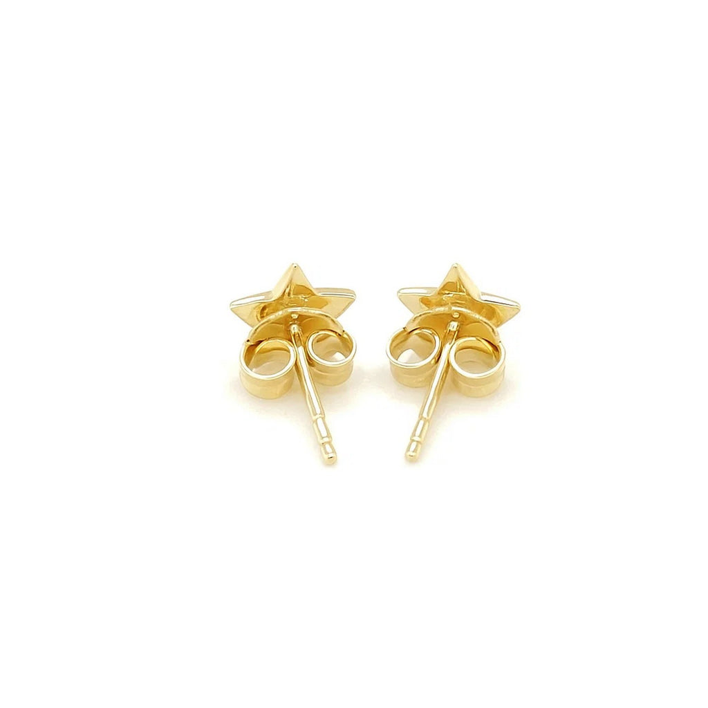 Pendientes de poste de oro amarillo de 14k con estrellas (6.5mm)