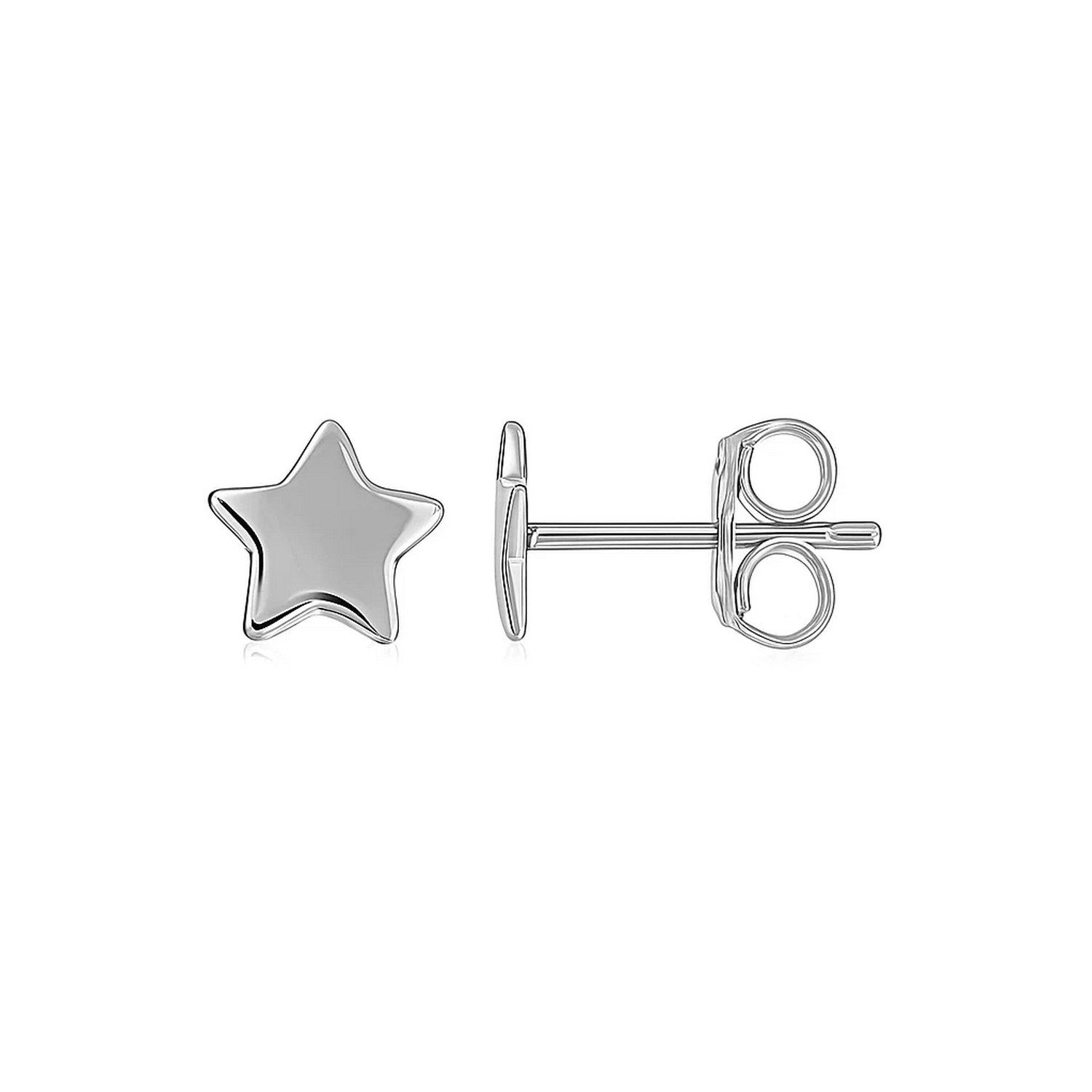 Pendientes de poste de oro blanco de 14k con estrellas (6.5mm)