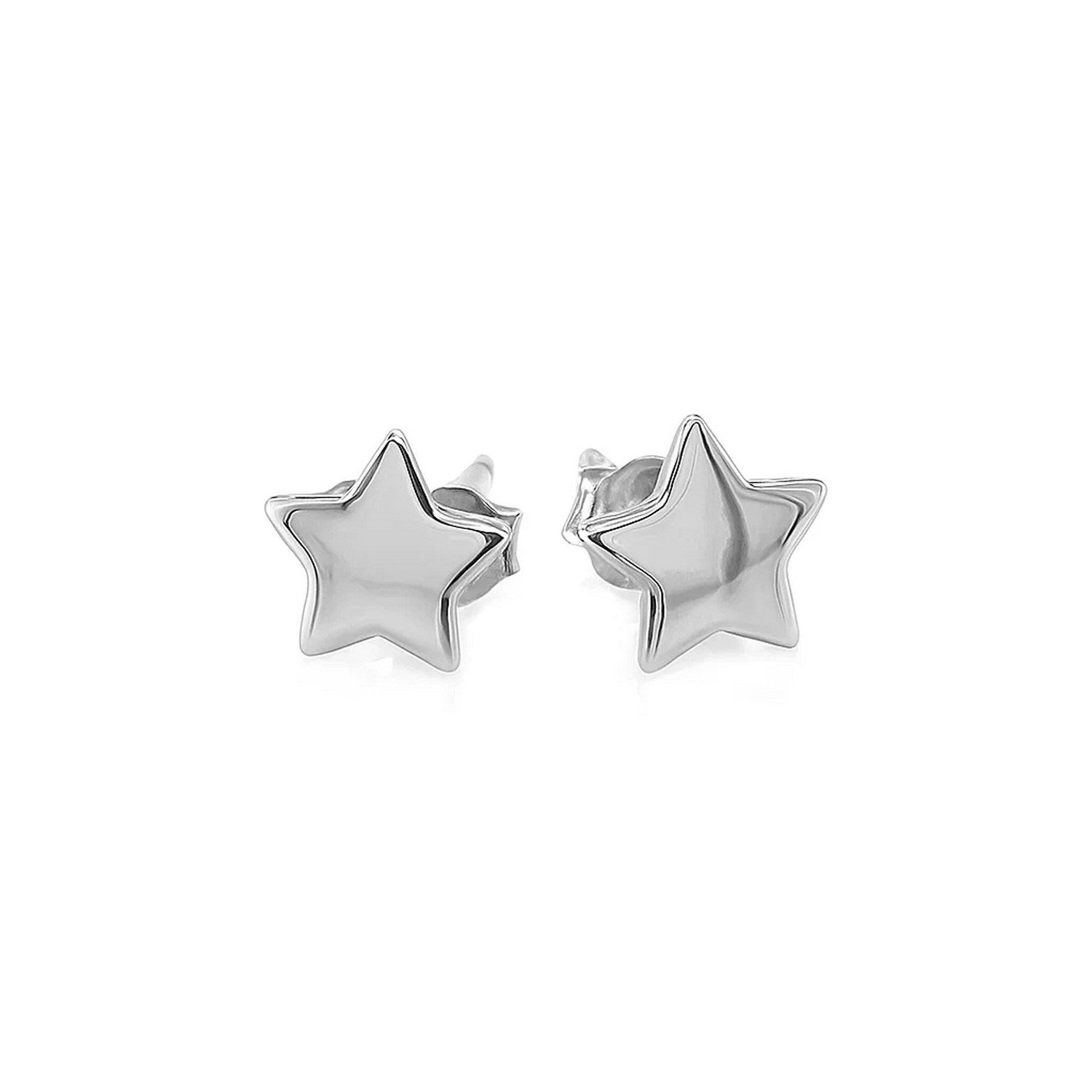 Pendientes de poste de oro blanco de 14k con estrellas (6.5mm)