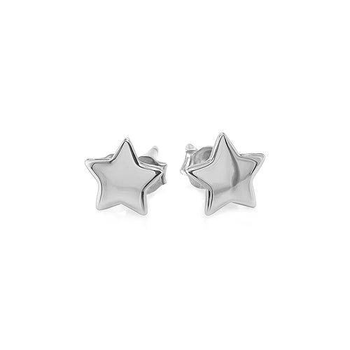 Pendientes de poste de oro blanco de 14k con estrellas (6.5mm)