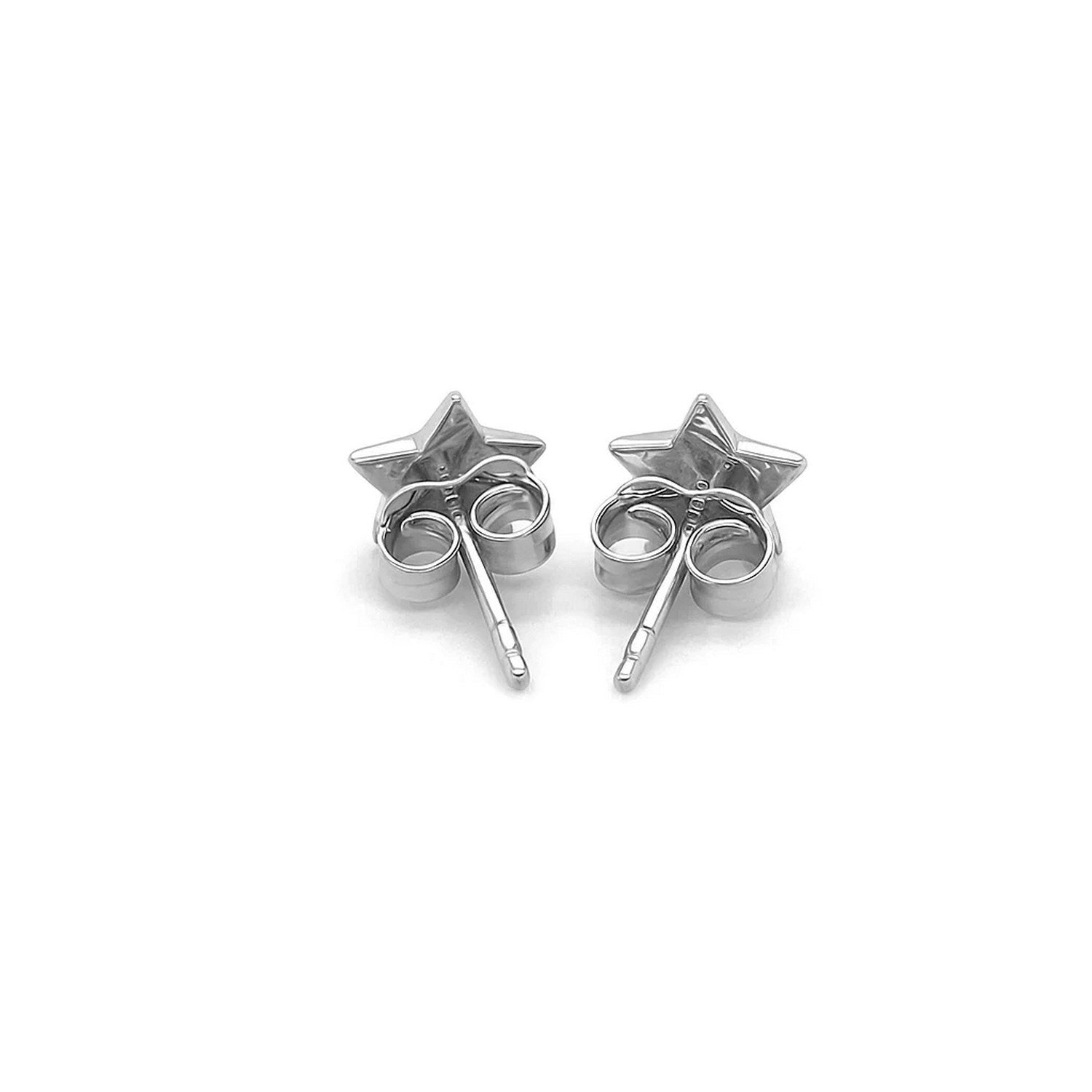 Pendientes de poste de oro blanco de 14k con estrellas (6.5mm)