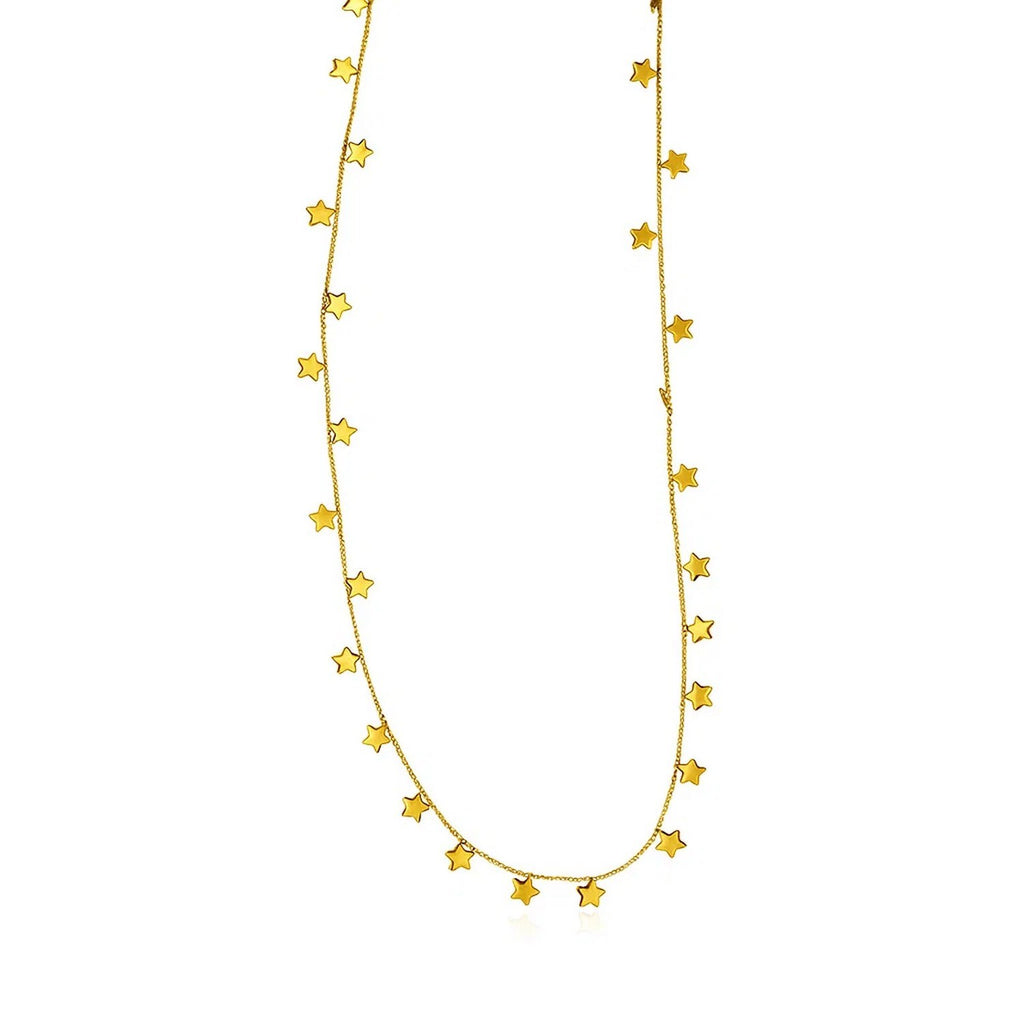 Cadena de oro amarillo de 14K con estrellas colgantes