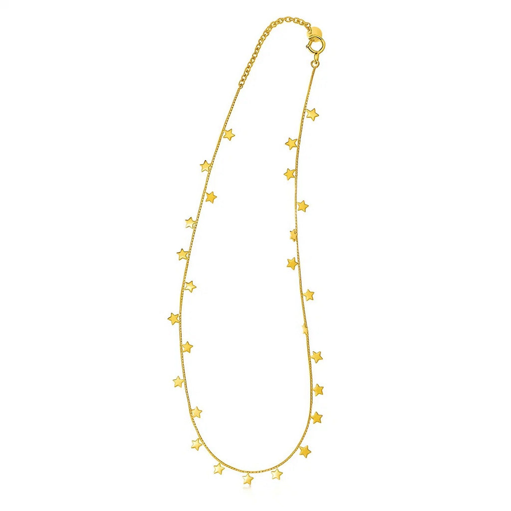 Cadena de oro amarillo de 14K con estrellas colgantes